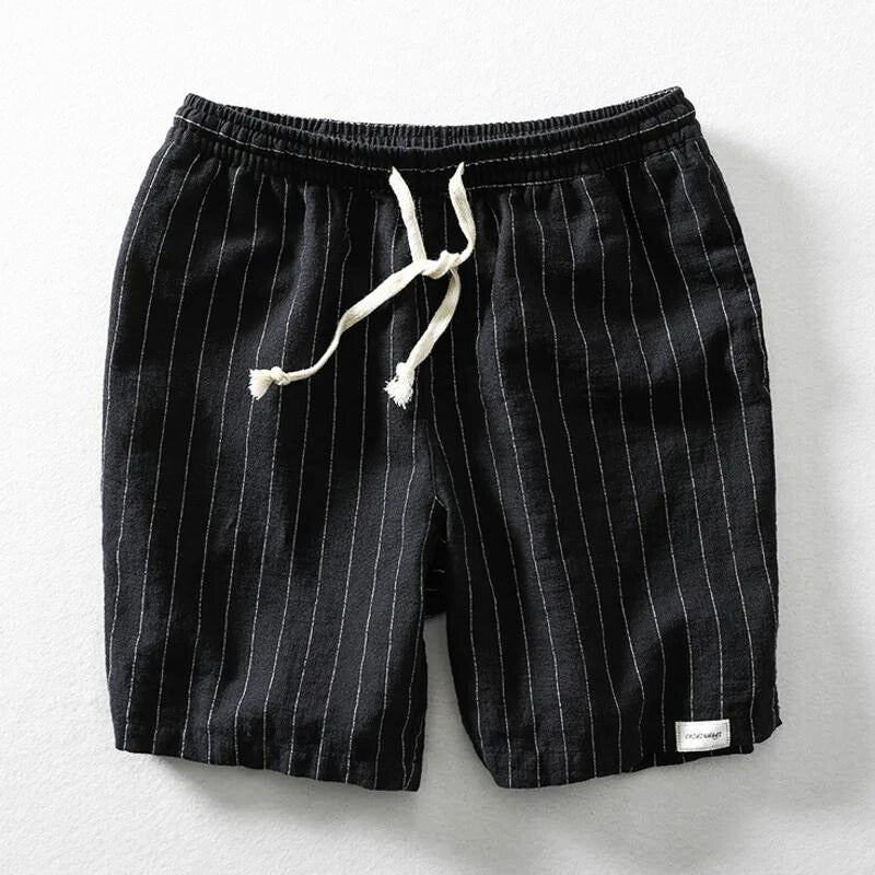 Aspen linen shorts in natural beige, relaxed coastal fit with breathable cotton-linen blend for summer