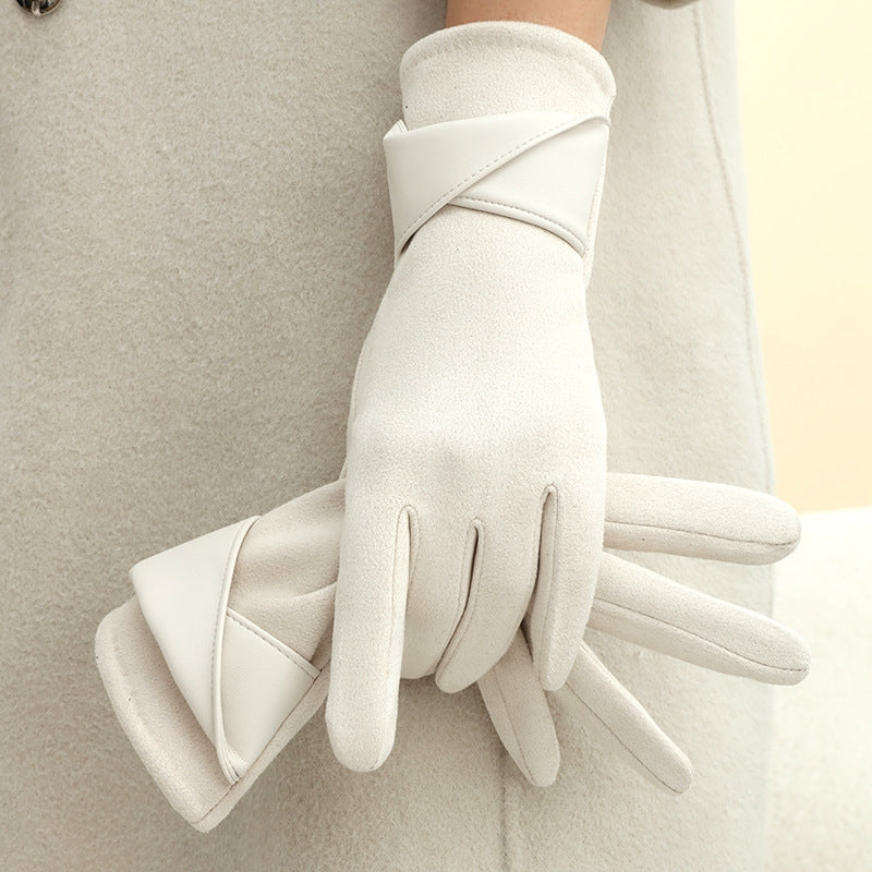 Melora women's black suede touchscreen gloves with velvet lining, windproof and elegant design
