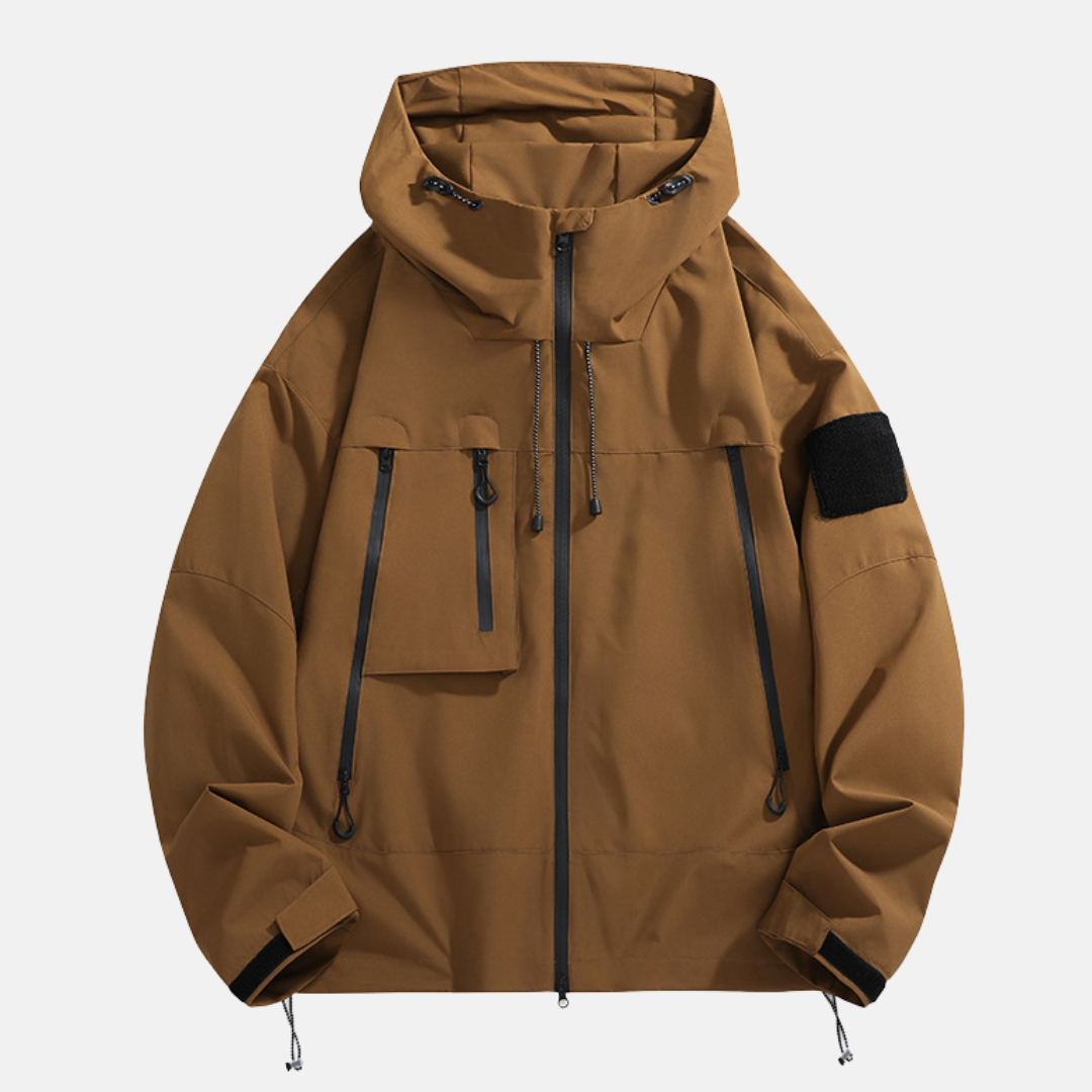 Wavlynn men's waterproof jacket relaxed fit adjustable hood outdoor shell coat