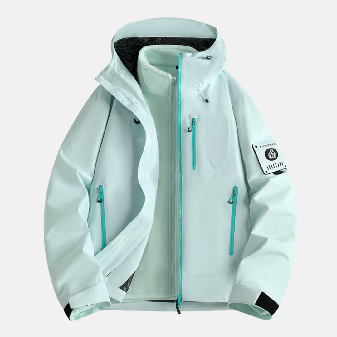 Men's navy 3-in-1 modular jacket adjustable hood zipper closure all-season layering system