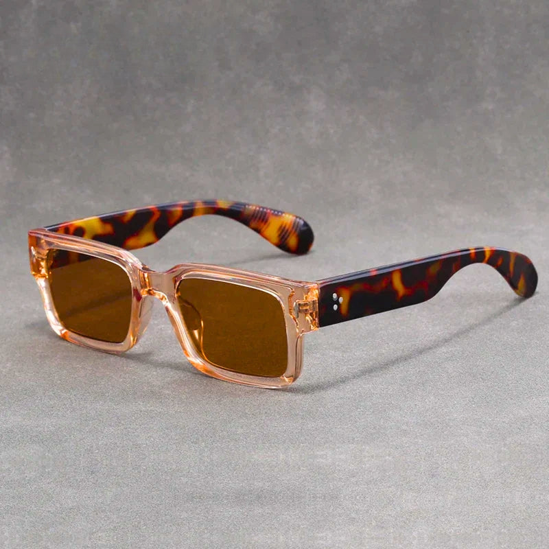 Alar retro rectangular sunglasses with full-coverage UV-protective scratch-resistant lenses