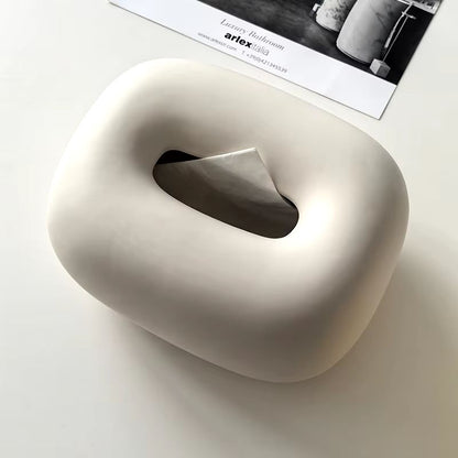Artisan-crafted ceramic tissue box with smooth finish, clean lines, and neutral tones for any room
