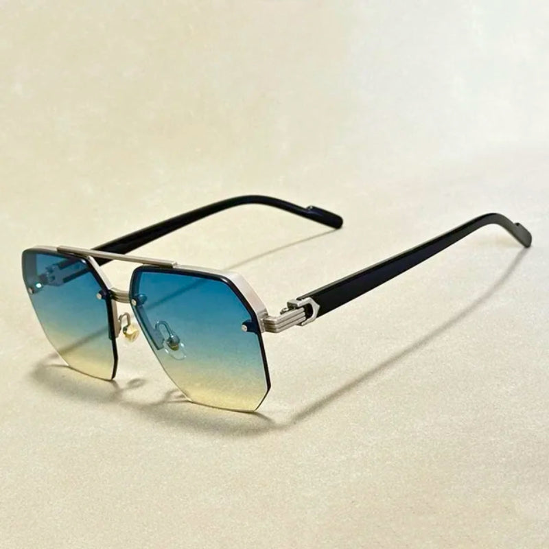 Varyn geometric sunglasses with gradient lenses, UV400 protection, and anti-glare impact-resistant frames