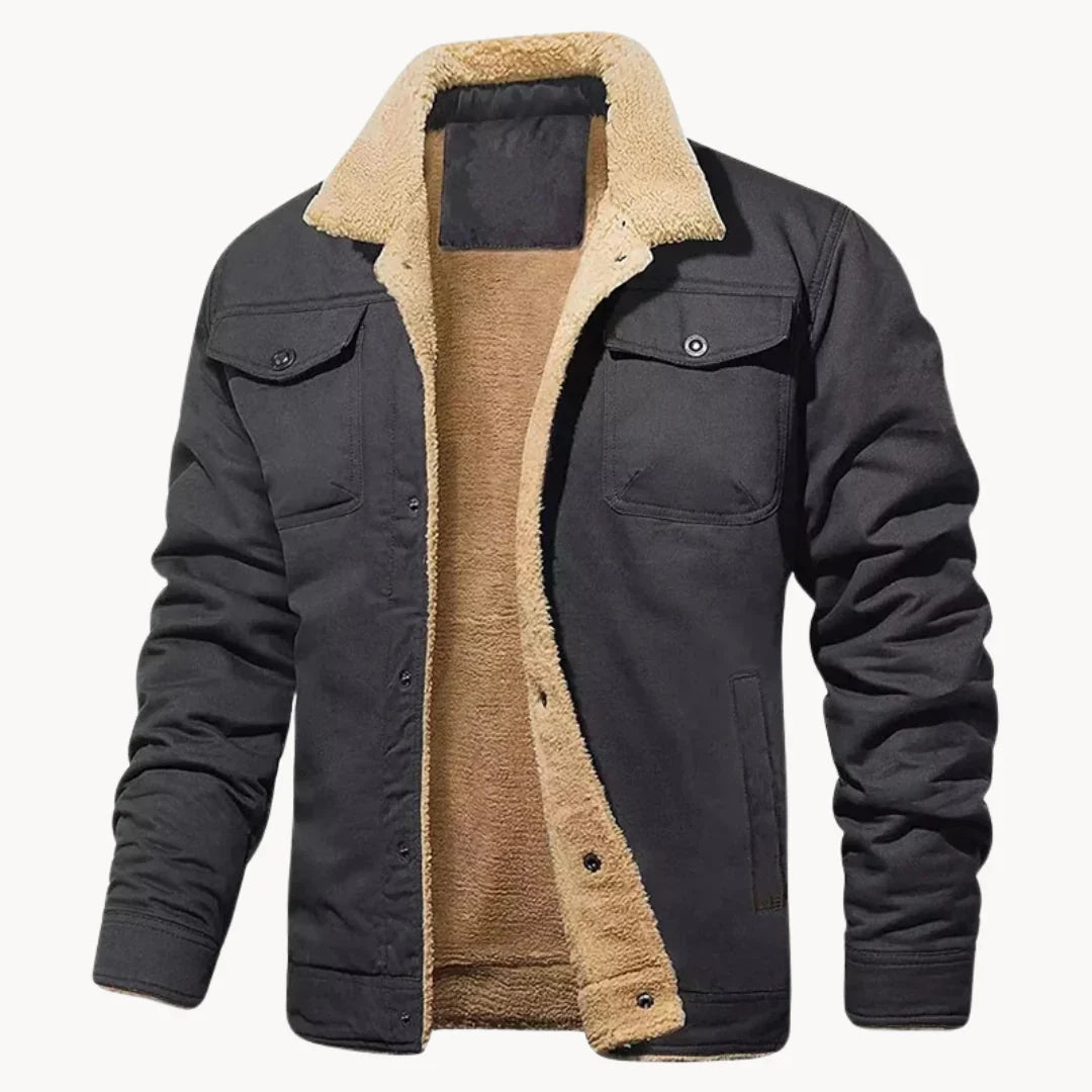 Men's black modern bomber jacket with sleek silhouette and premium insulated lining