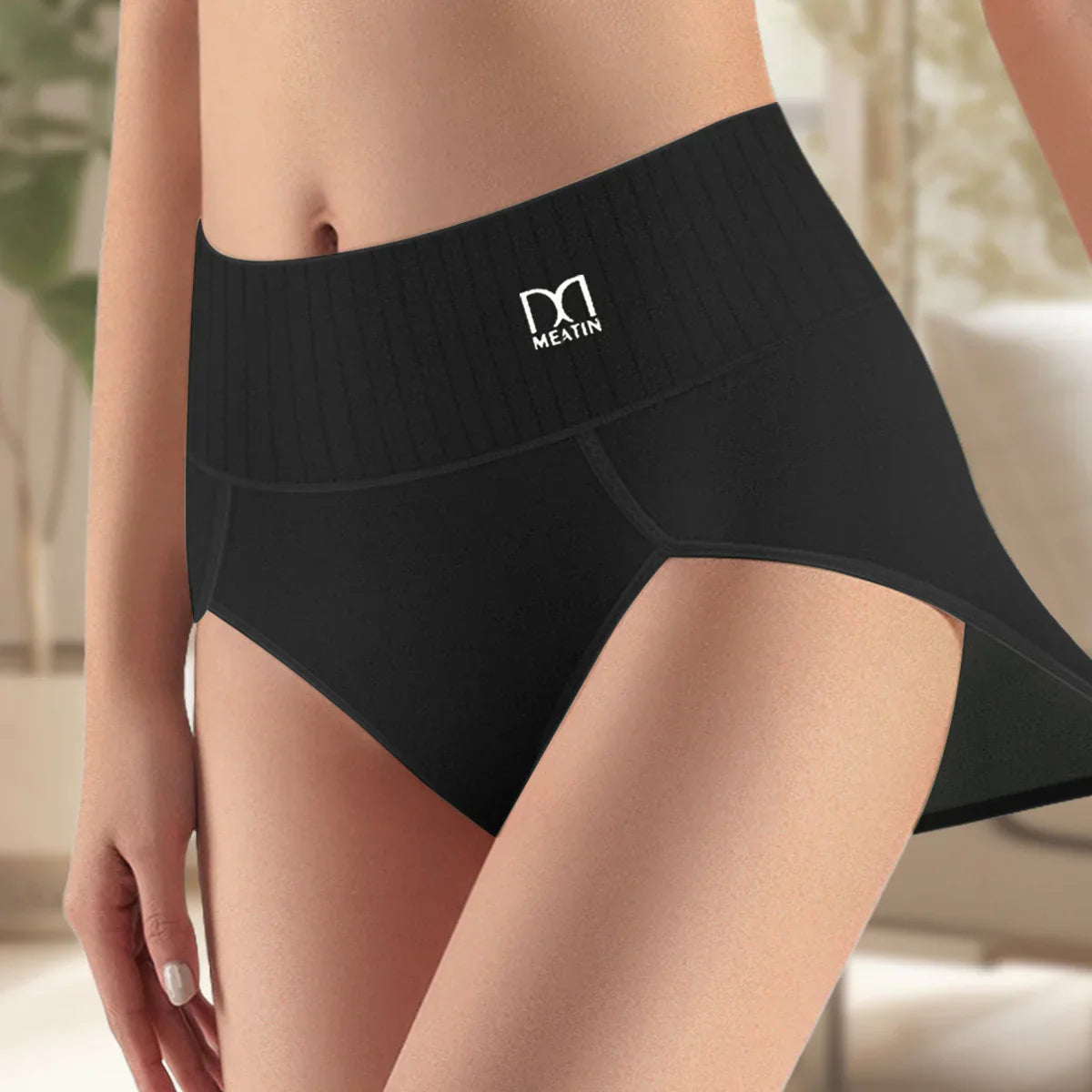Nude high-waist shaping briefs with gentle compression and smoothing sculpt design, 6-pack set