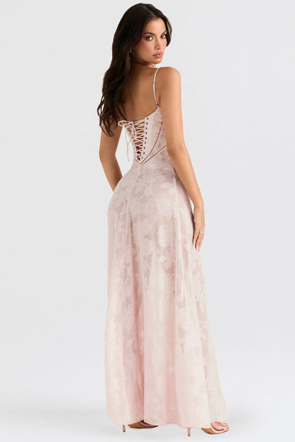 Women's floral chiffon maxi dress slim fit spaghetti straps lightweight breathable elegant silhouette