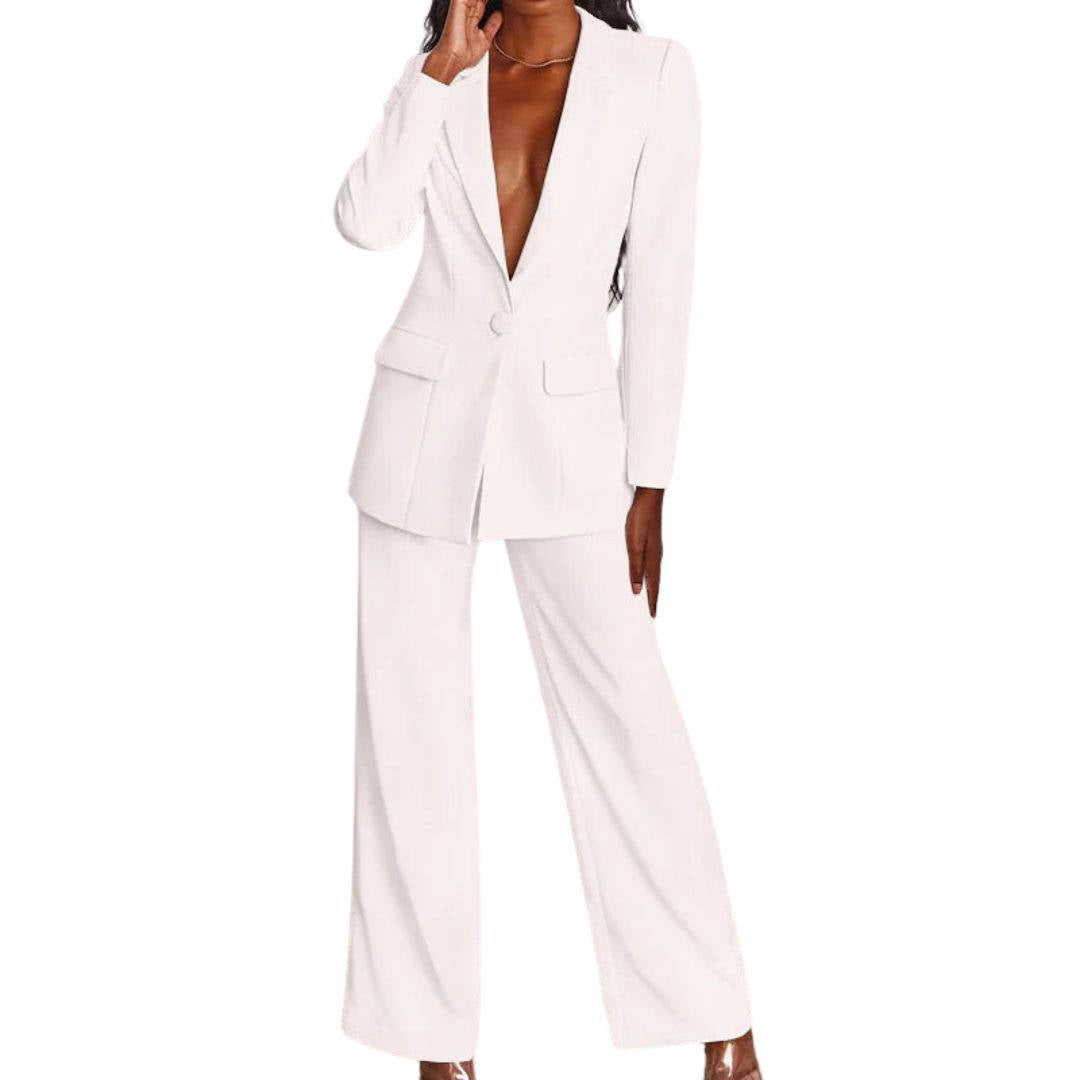 Women's elegant black work suit polyester-spandex blend with polished professional tailored fit