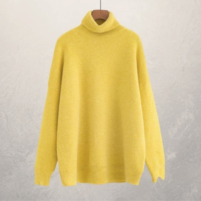 Mint green oversized turtleneck sweater unisex cozy knit relaxed fit autumn pullover
