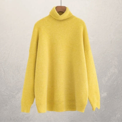Mint green oversized turtleneck sweater unisex cozy knit relaxed fit autumn pullover