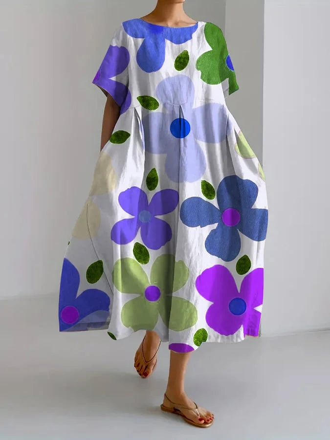 Eliana midi dress colorful oversized floral print loose fit vibrant summer style