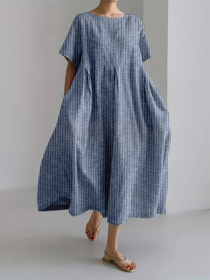 Striped casual long dress retro-style comfortable relaxed cut everyday women's fashion BIANCA