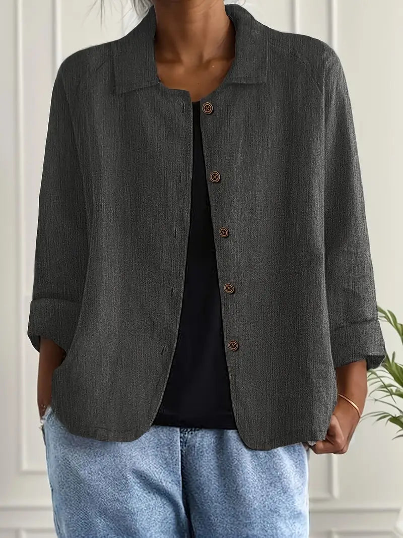 Denise classic light top in neutral tones, versatile layering piece with relaxed fit for breezy days