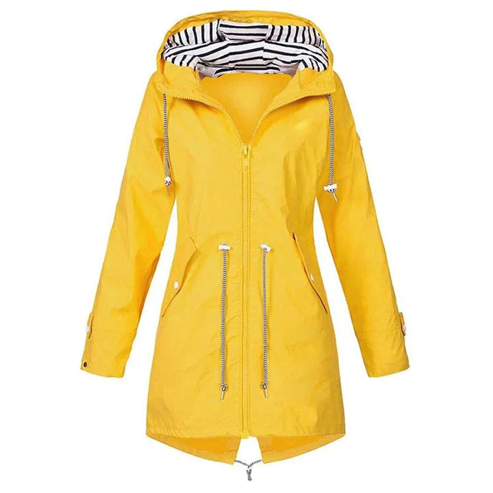 Women's lightweight hooded raincoat casual fit everyday weather-ready layering essential