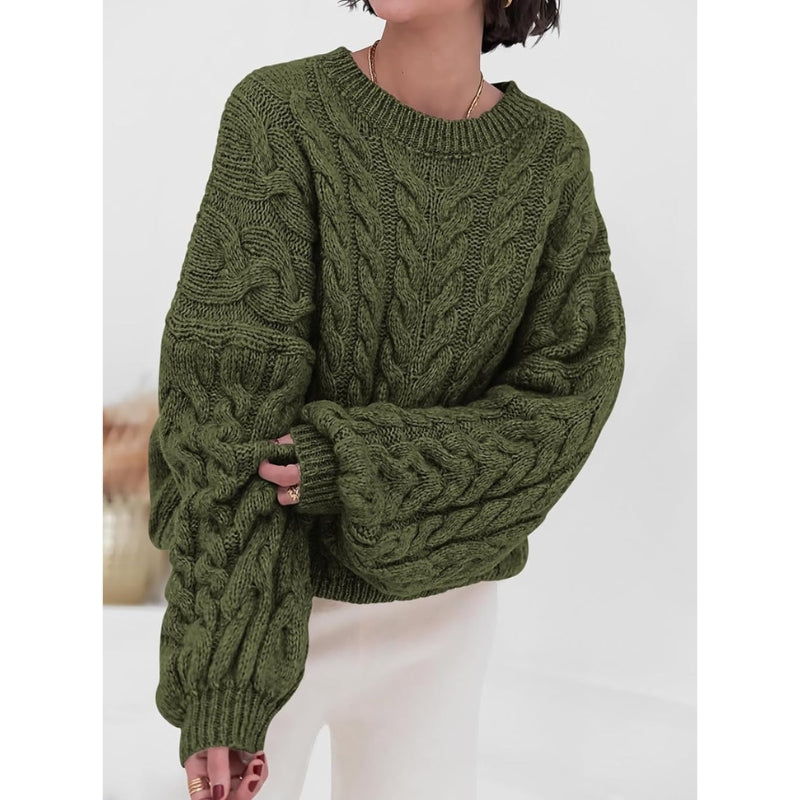 Cozora chunky knit oversized sweater in neutral tones with relaxed drape for cozy fall style