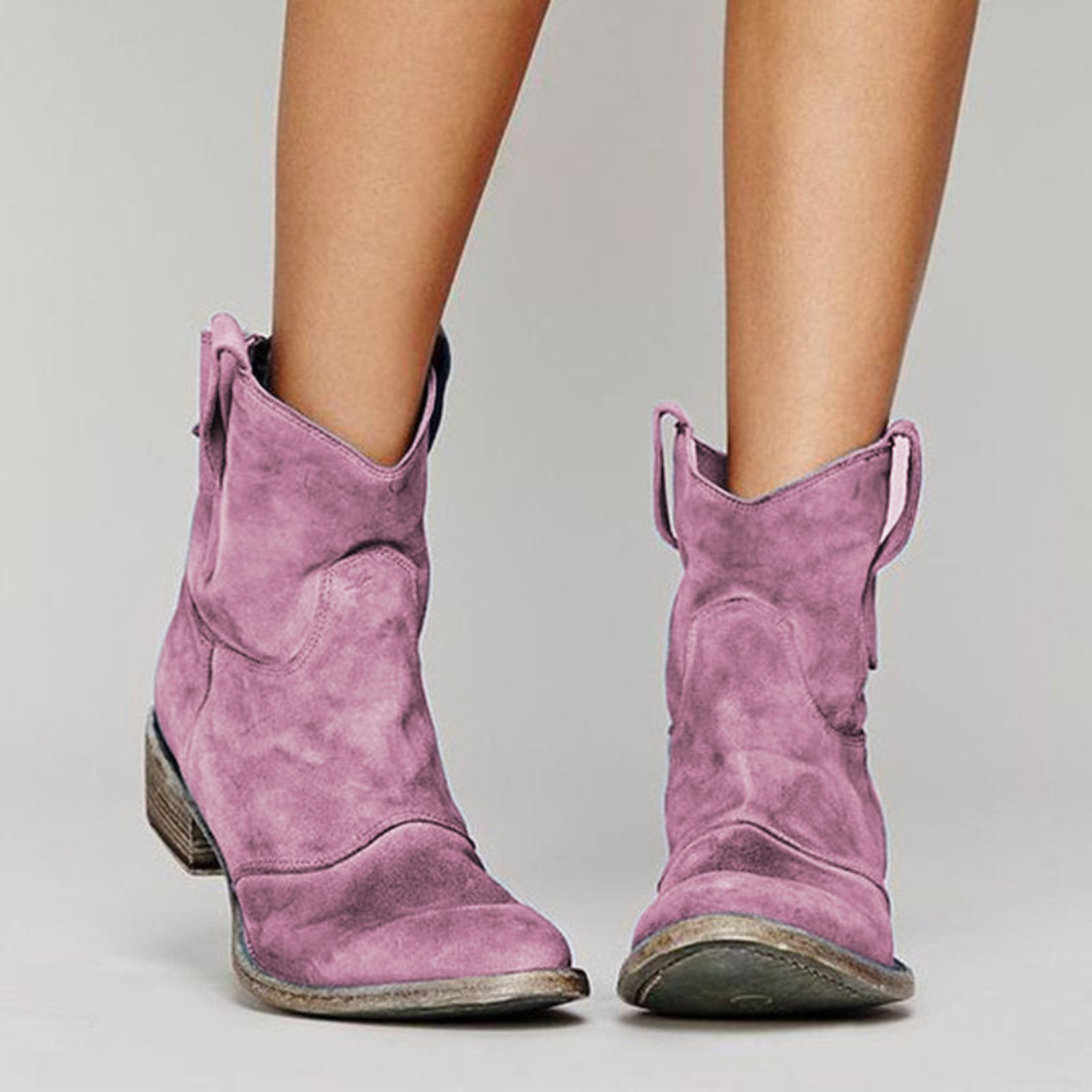 Mari chic brown suede ankle boots with sleek silhouette and leg-lengthening ankle-height cut