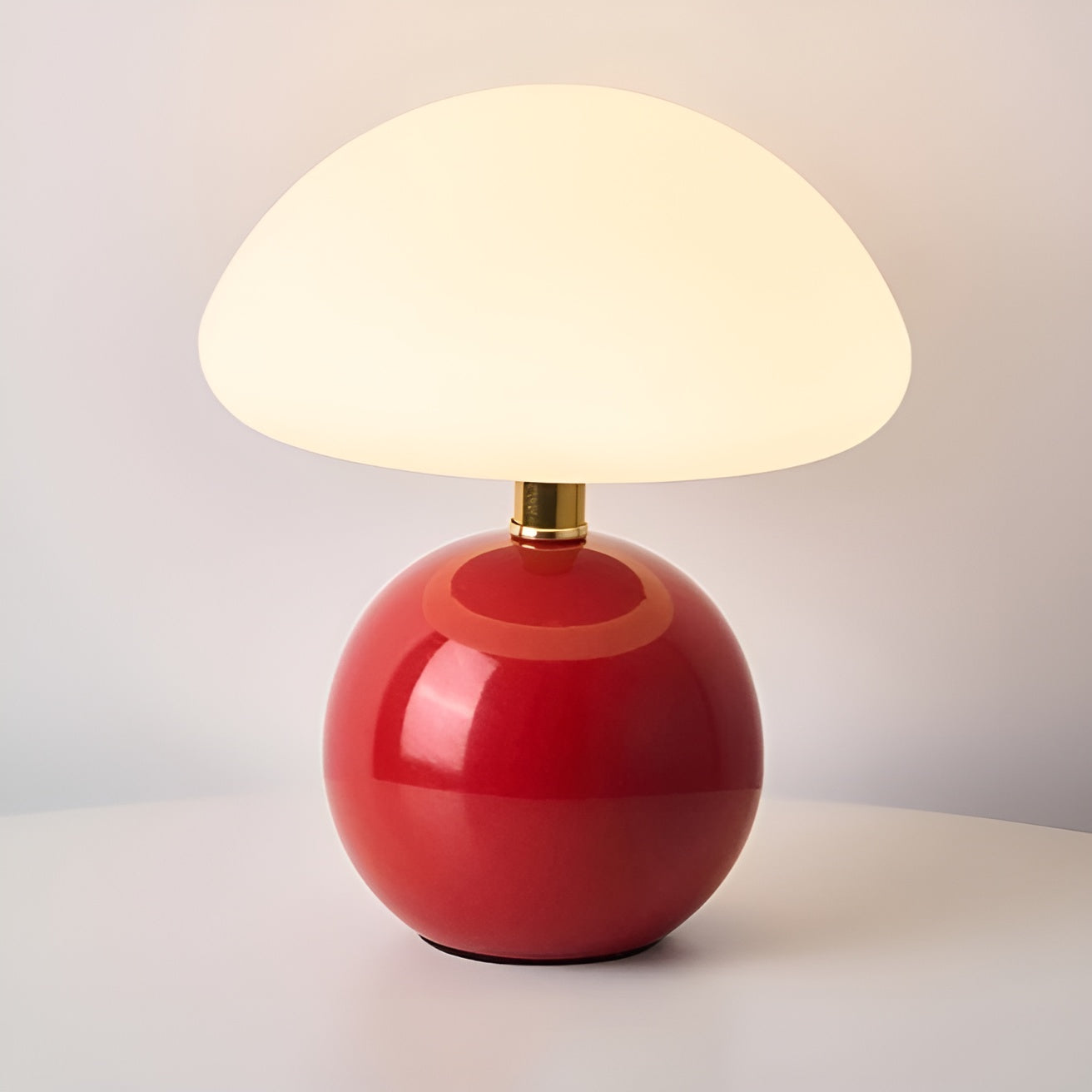 Modern mushroom ceramic table lamp with adjustable warm neutral cool white ambient glow sculptural form