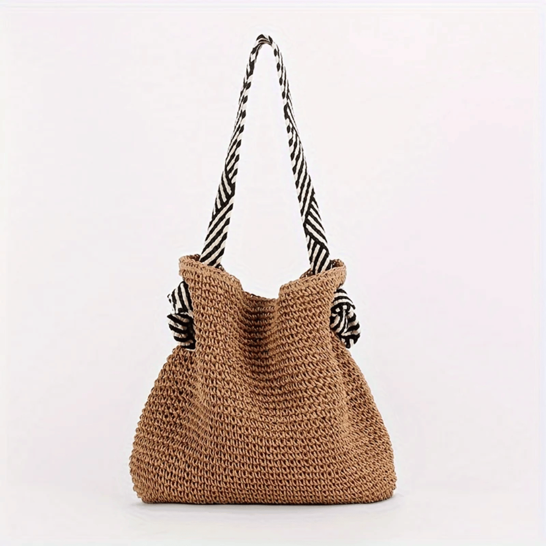 Wavlynn Caitlyn handwoven bohemian tote bag in natural eco-friendly fibers with spacious artisan design