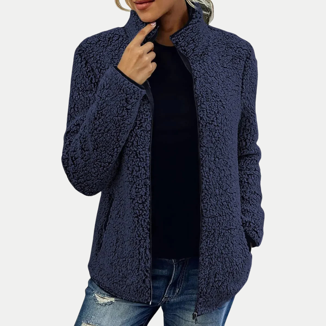 Elegant casual women's jacket soft warm relaxed fit polished details for effortless everyday style