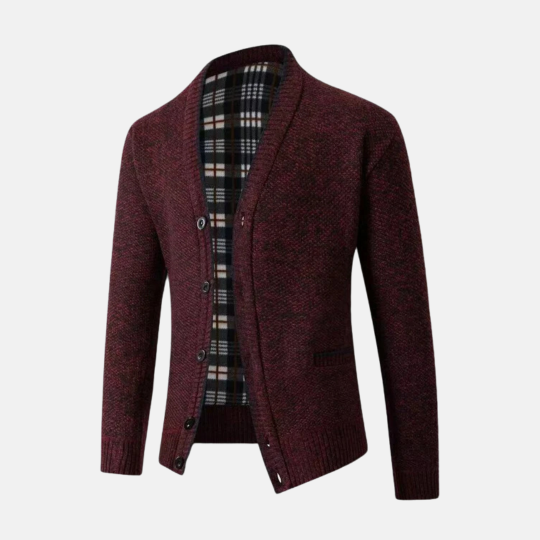 Men's slim fit wool blend knitted cardigan V-neck button front with pockets casual sweater