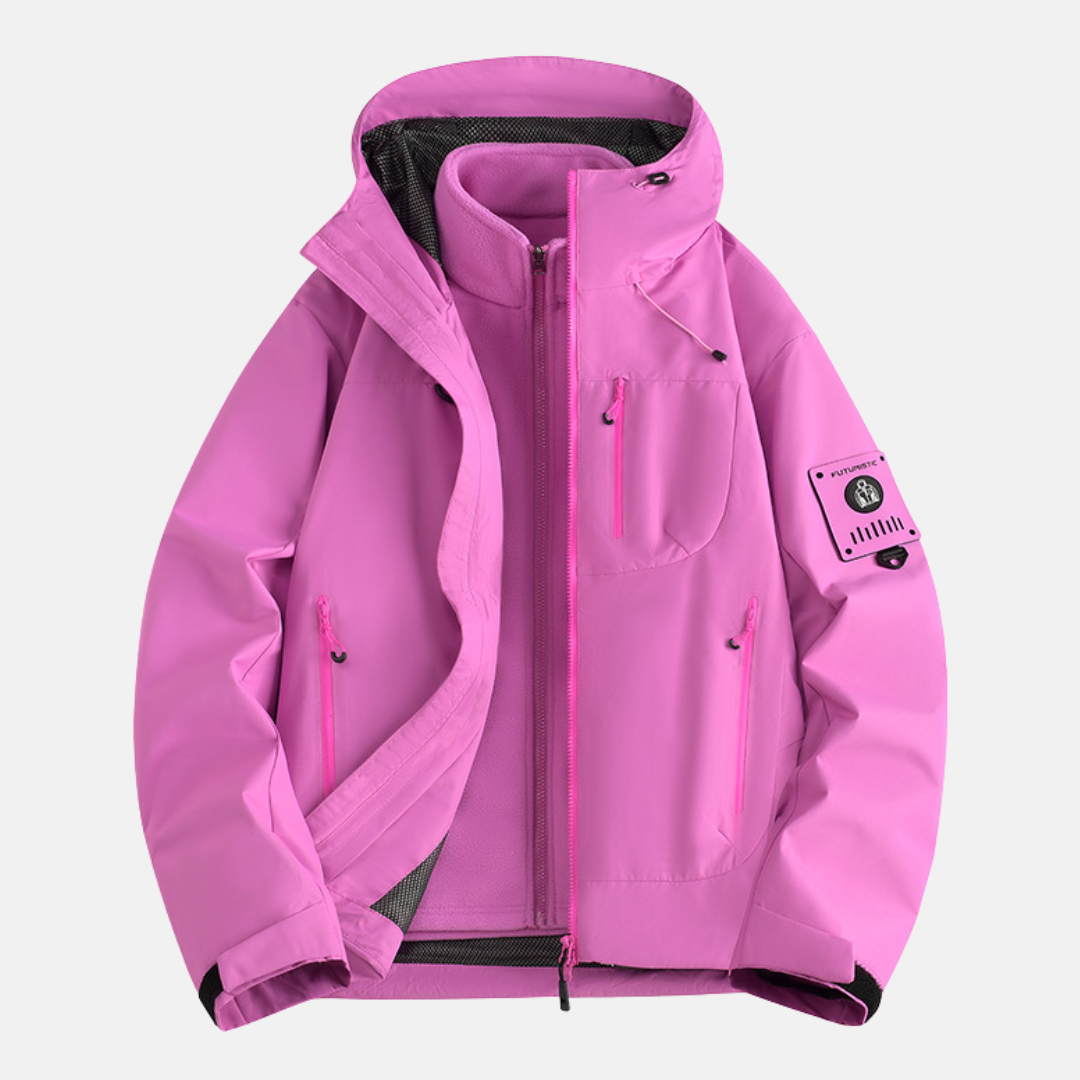 Men's navy 3-in-1 modular jacket adjustable hood zipper closure all-season layering system