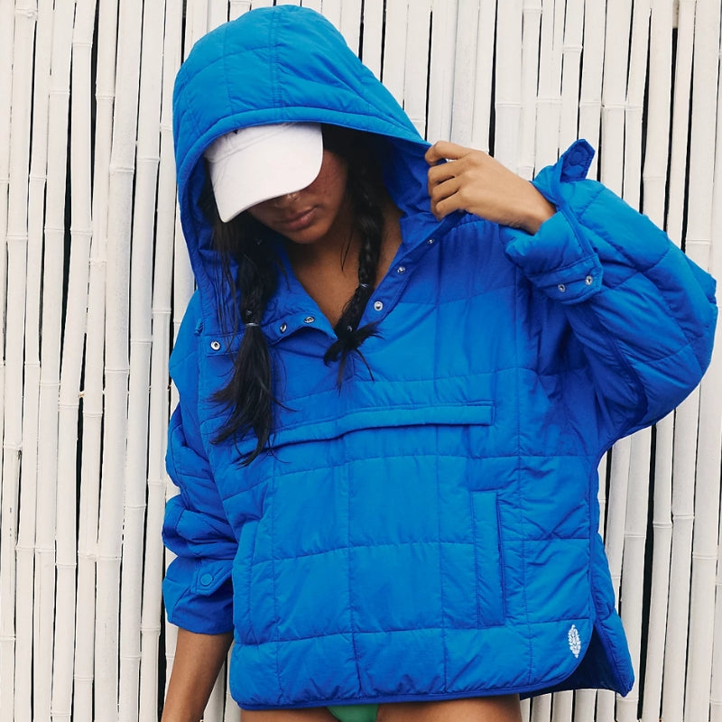 Noria quilted pullover puffer jacket with hood, water-resistant PrimePuffer insulation, relaxed fit