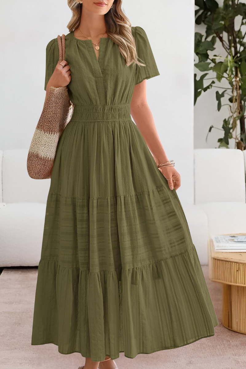 Cindy boho summer dress flowy silhouette breathable lightweight fabric in soft natural tones