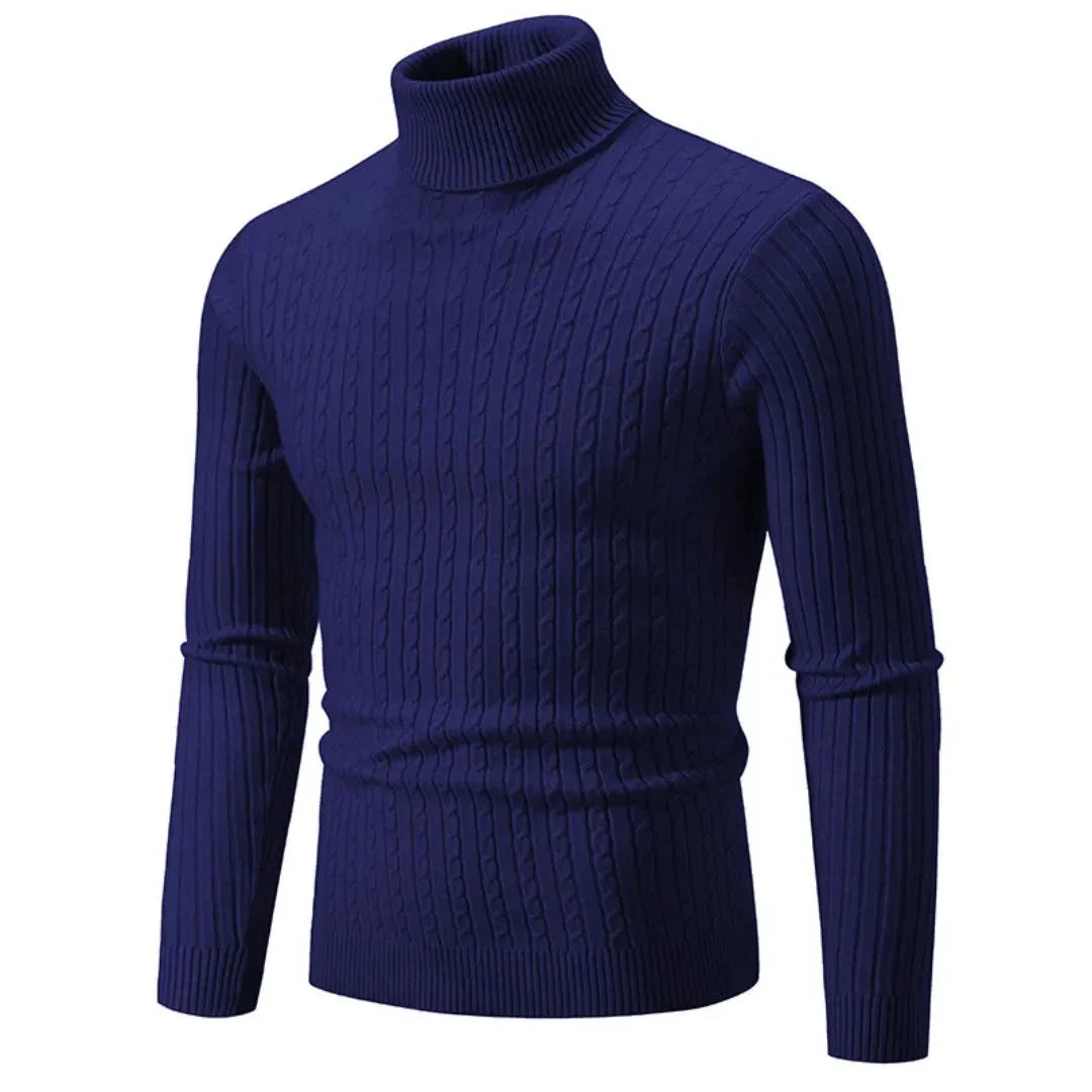 Aurelio classic turtleneck sweater in ribbed knit, soft stretchable fabric for casual and formal wear