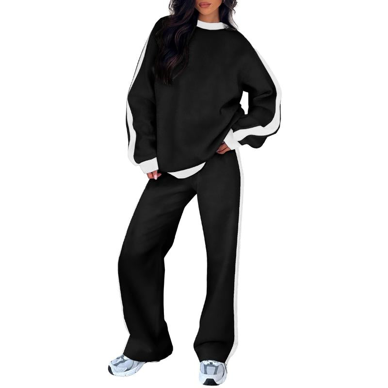 Cozy relaxed-fit sweatshirt matching set in neutral tones with soft breathable fabric for everyday comfort