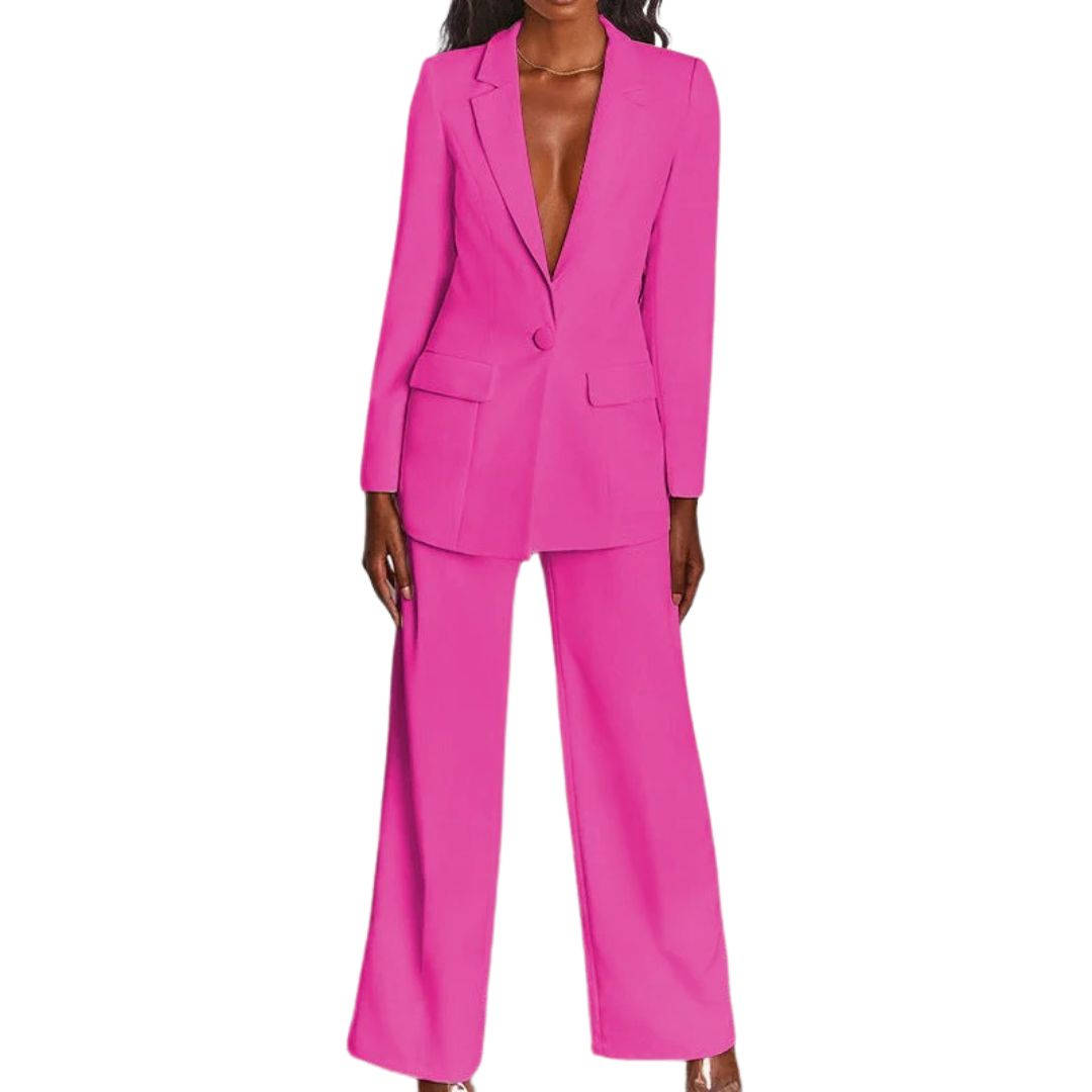 Women's elegant workwear suit polyester-spandex blend with gentle stretch for all-day comfort