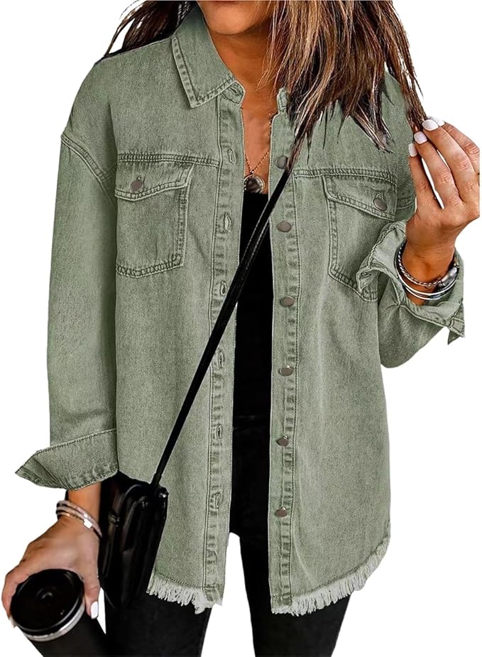 Classic blue denim jacket women's relaxed fit with clean lines and subtle detailing