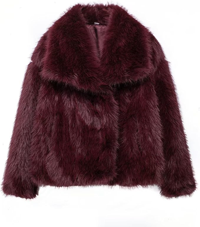 Unisex thick faux fur winter coat with plush lining, elegant casual silhouette for cold days