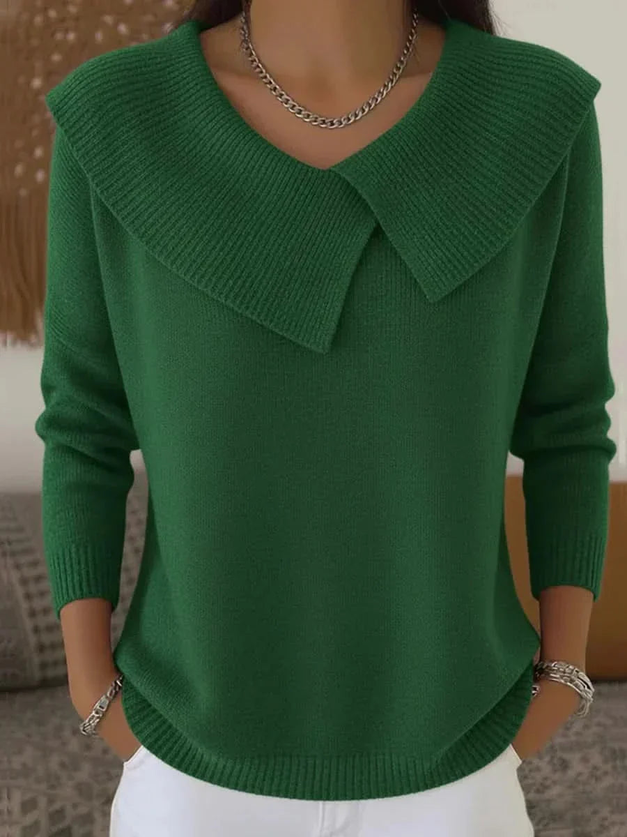 Shelby ribbed collar sweater cozy stretch knit classic structured neckline versatile layering style