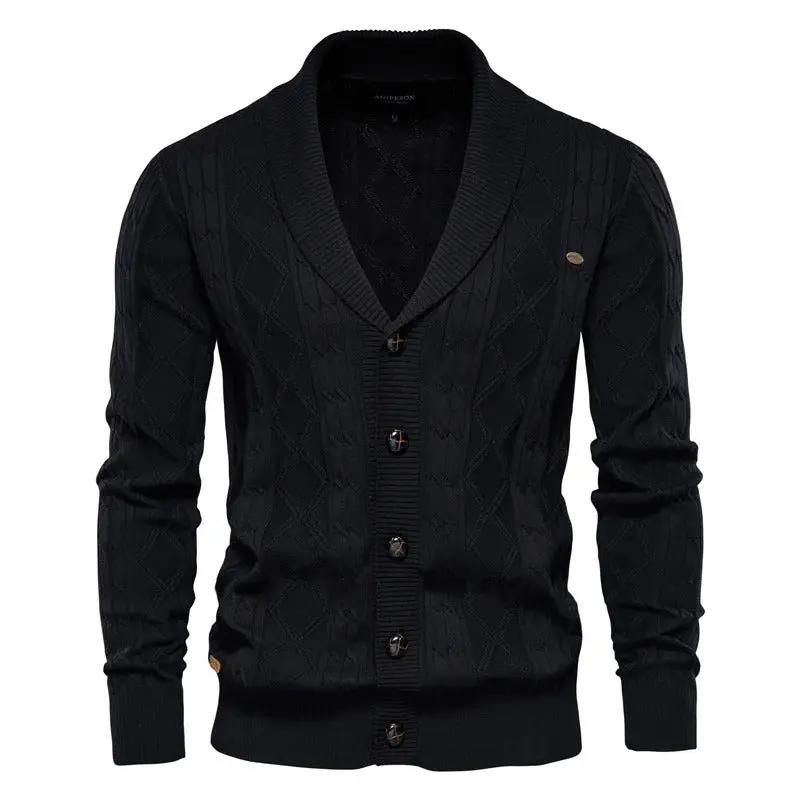 Cambridge Heritage Cardigan beige diamond knit shawl collar button-up classic fit sweater