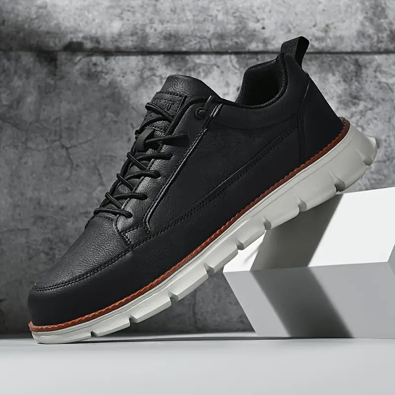 Axel white vegan leather low-top sneakers with cushioned orthopedic insole and flexible sole