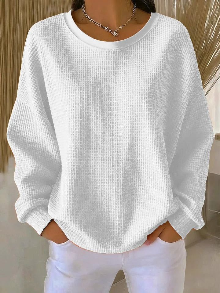 Sofia textured knit sweater cozy chic style with subtle dimensional pattern for everyday versatility