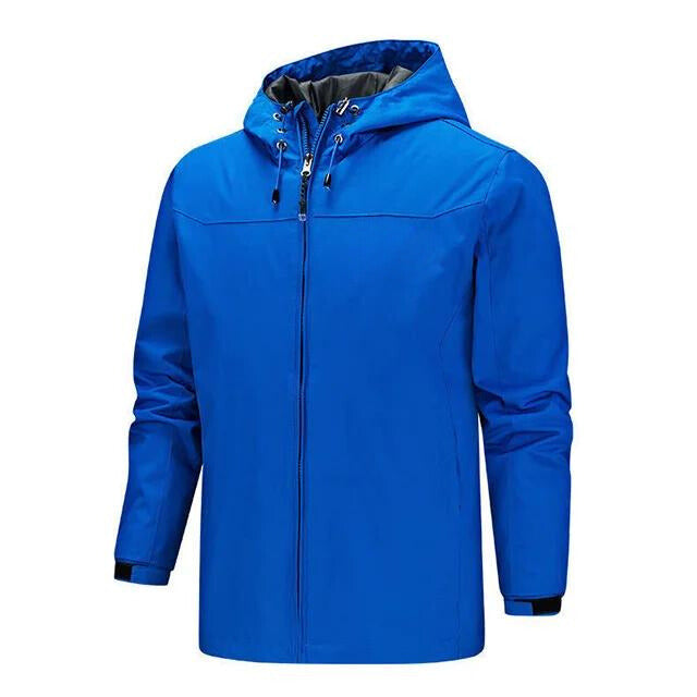 Wavlynn men's black hooded rain jacket regular fit with sealed seams water-resistant performance fabric