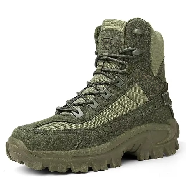 Men's desert tan tactical combat boots ankle-height durable outdoor hiking work safety footwear