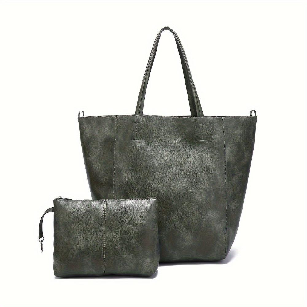 Wavlynn Heather vegan leather tote bag in neutral tone with detachable pouch and spacious all-season design