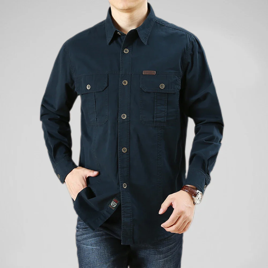 Vincent multi-pocket cotton shirt structured relaxed fit timeless understated style for work and weekends