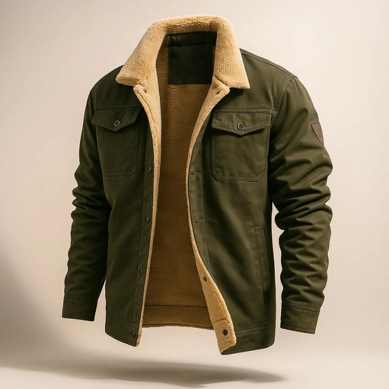 Unisex sherpa lined winter jacket windproof cotton shell multi-pocket utilitarian cold weather outerwear