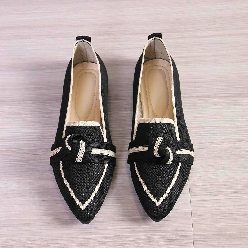 Orlena ballet flats in Italian fabric with twist-knot toe detail and cushioned arch-supporting footbed