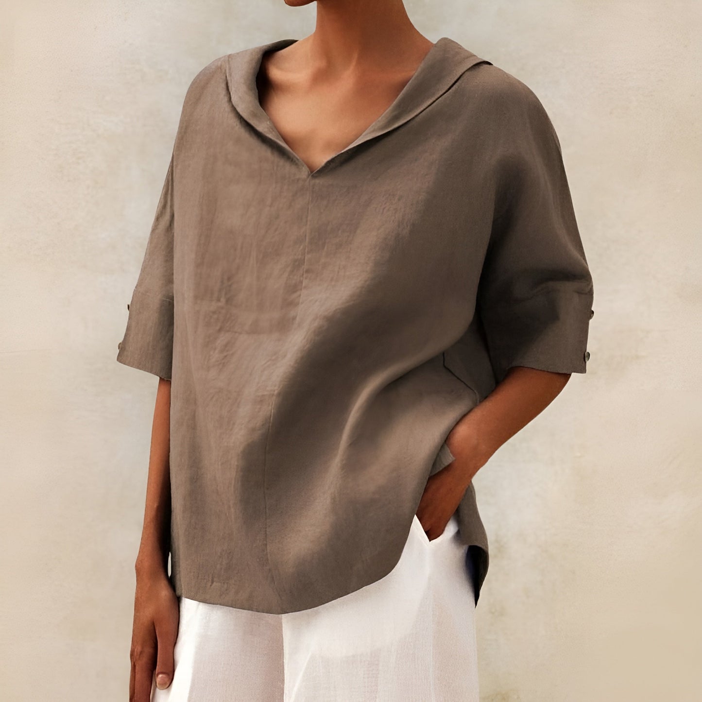 Kathleen™ relaxed-fit lightweight women's blouse in soft neutral tones with airy breathable fabric