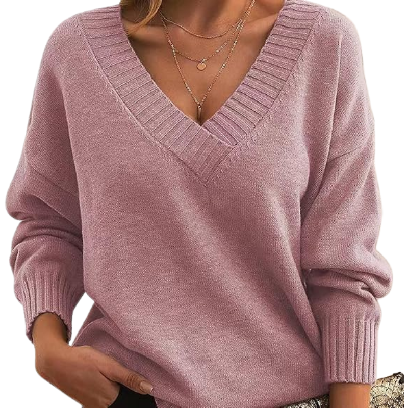 Wavlynn Jennifer women's v-neck wool blend sweater relaxed fit cozy layering essential