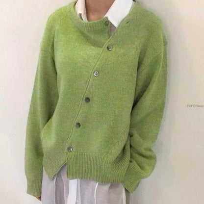 Hazel™ women's chic cardigan asymmetrical button detail modern cozy sophisticated layering piece