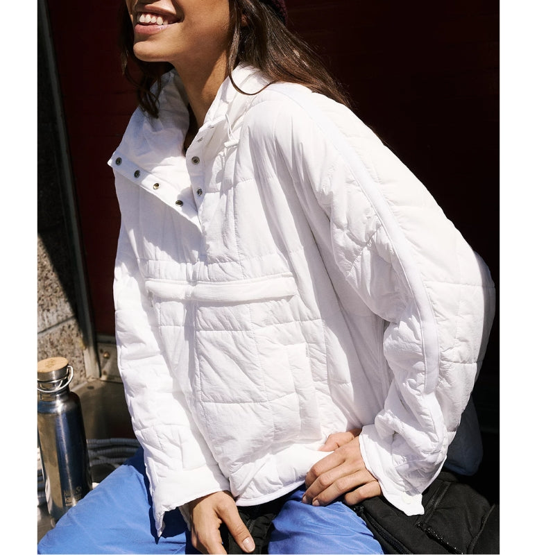 Noria quilted pullover puffer jacket hooded water-resistant lightweight insulated relaxed fit