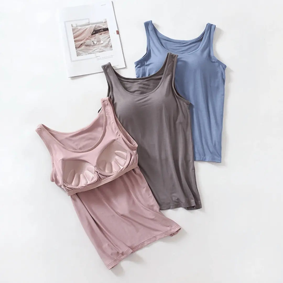 Michaella Comfy Bra-Tank top with built-in bra support, versatile athletic style for workouts and casual wear