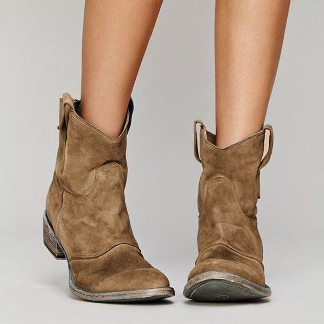 Mari chic suede ankle boots in sleek silhouette with luxurious soft suede and leg-lengthening ankle-height cut