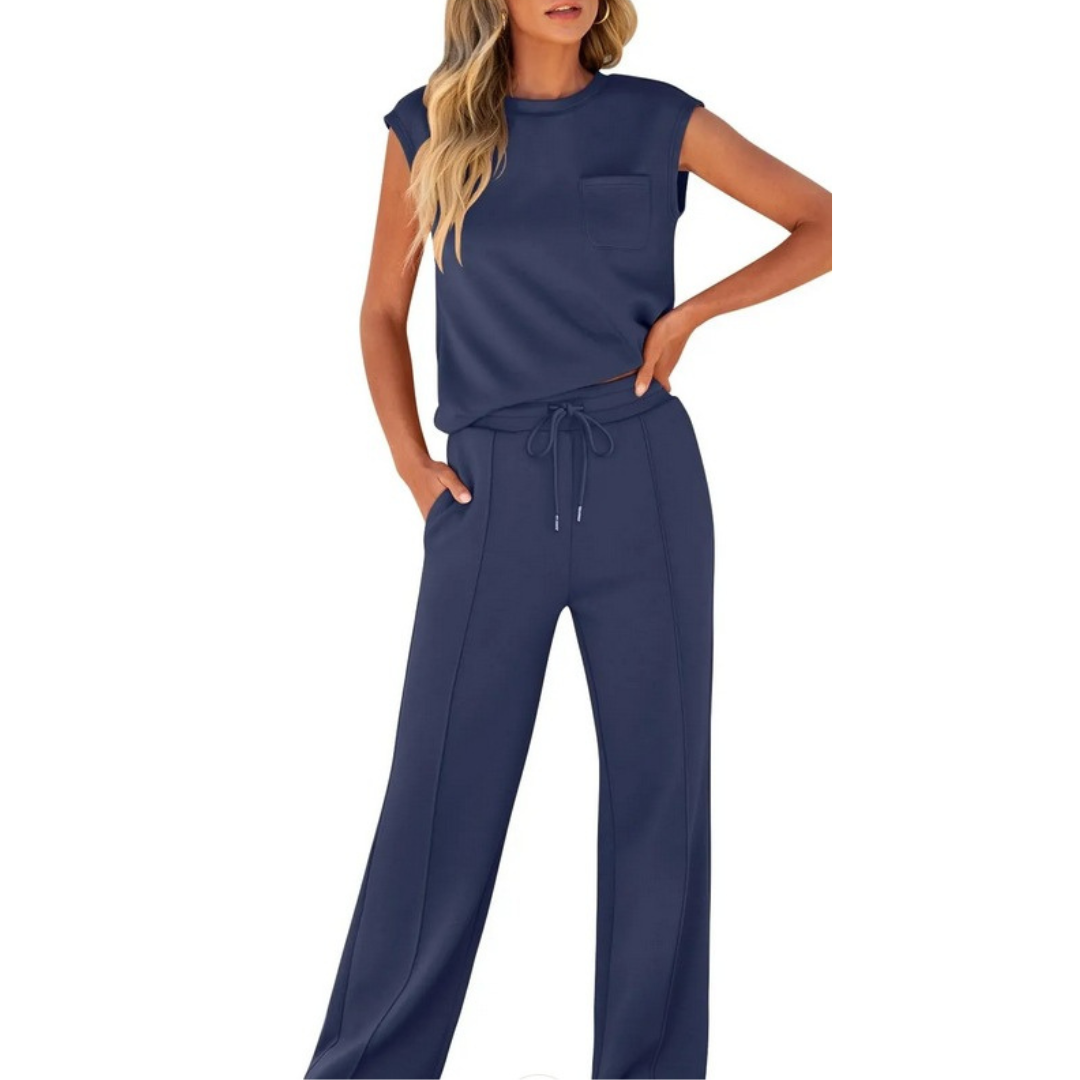Women's soft lounge co-ord set casual summer relaxed drape two-piece lightweight breathable coverage