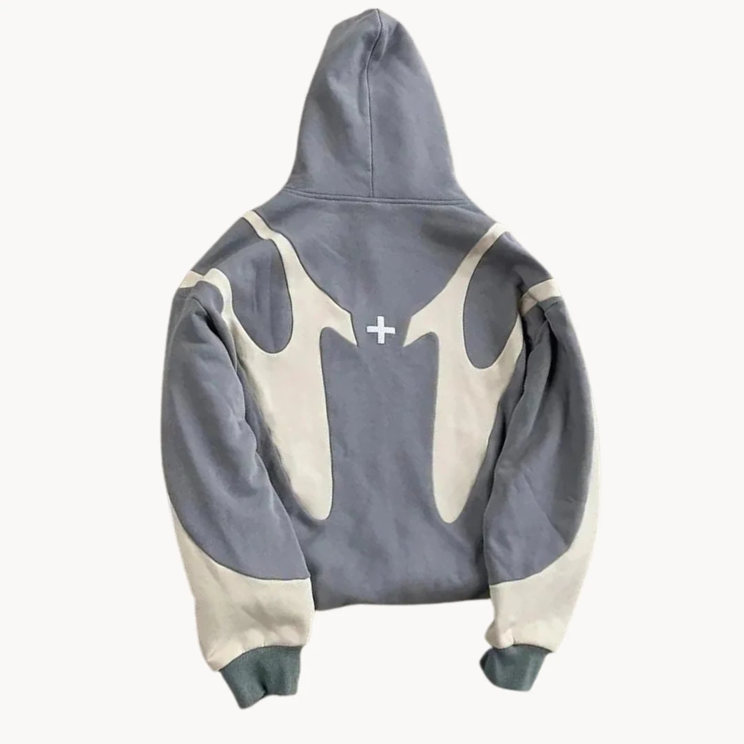 Heather gray relaxed drop-shoulder zip hoodie with ultra-soft plush fabric for everyday layering