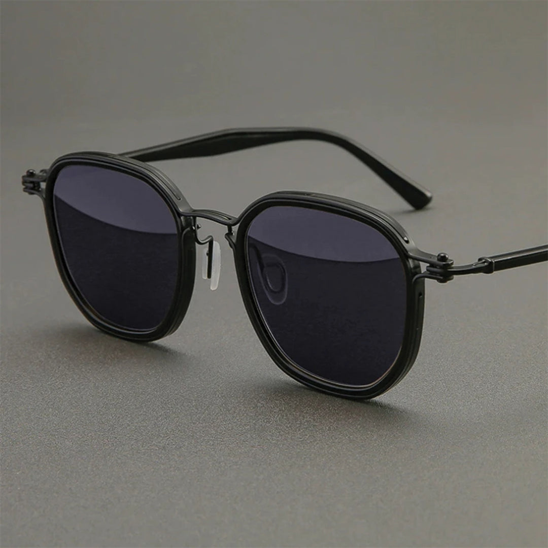 Ferrano Shades titanium acetate polarized sunglasses subtle geometric frame UV400 clear lenses
